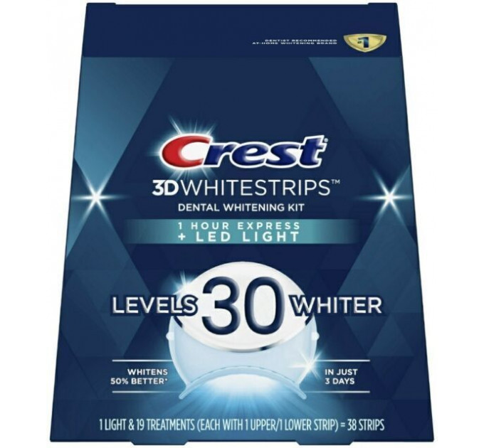 Набор для отбеливания зубов Crest 3D White Strips 1-Hour Express с LED-лампой (38 полосок)