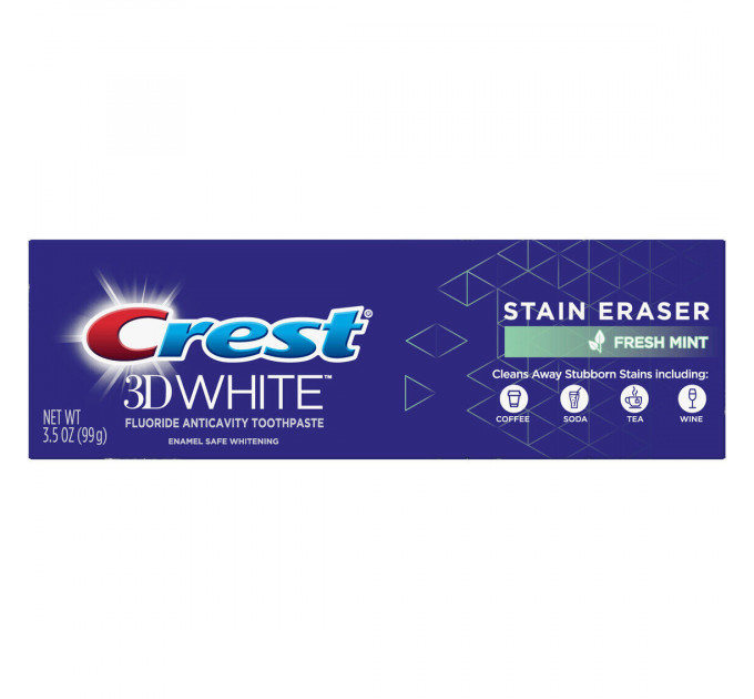 Відбілююча зубна паста Crest 3D White Stain Eraser Fresh Mint Whitening Toothpaste свіжа м'ята 99 г