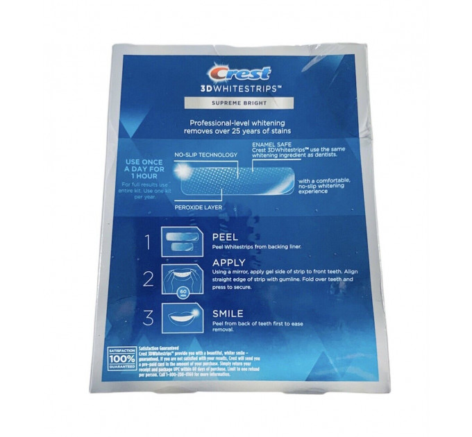 Смужки для відбілювання зубів Crest 3D Whitestrips Supreme Bright Levels 28 Whiter (42 смужки на 21 застосування)