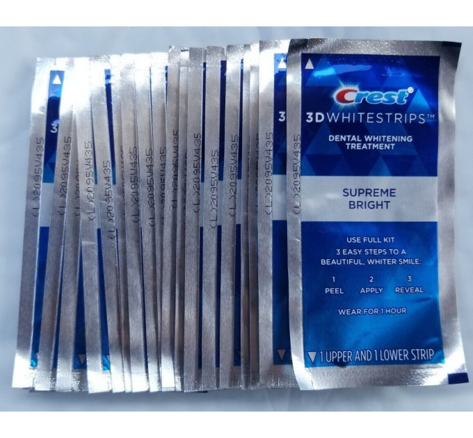 Смужки для відбілювання зубів Crest 3D Whitestrips Supreme Bright 1 шт (1 смужка для верхніх та 1 для нижніх зубів)
