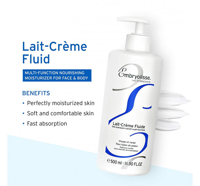 Зволожуюче молочко-крем для обличчя та тіла Embryolisse Lait-Creme Fluide (500 мл)