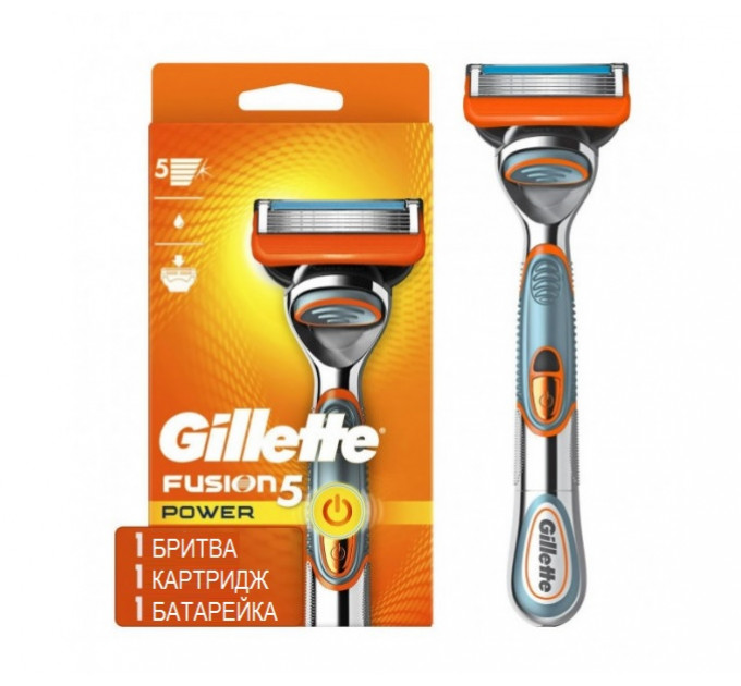 Бритва чоловіча Gillette Fusion5 Power (1 станок 1 картридж 1 батарейка) Made in America