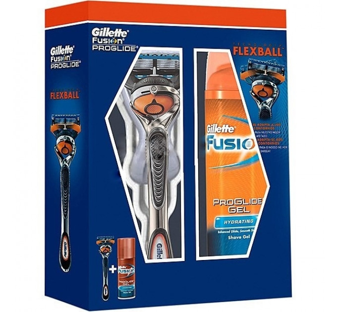 Подарунковий набір для гоління Gillette Fusion ProGlide Flexball (1 станок 1 картридж і гель для гоління 75 мл)