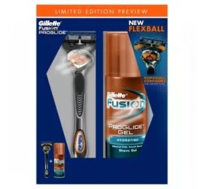 Подарунковий набір для гоління Gillette Fusion ProGlide Flexball (1 станок 1 картридж і гель для гоління 75 мл)