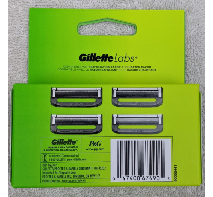 Сменные картриджи Gillette Labs с отшелушивающей полоской (4 шт)