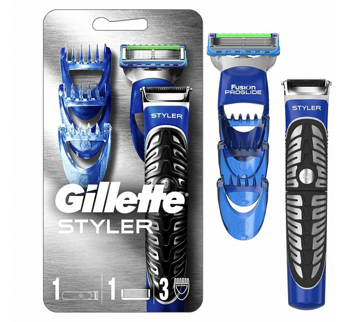 Бритва-стайлер чоловіча Gillette Fusion5 ProGlide Styler з 1 змінним картриджем ProGlide Power та 3 насадками для догляду за бородою та вусами + 1 батарейка