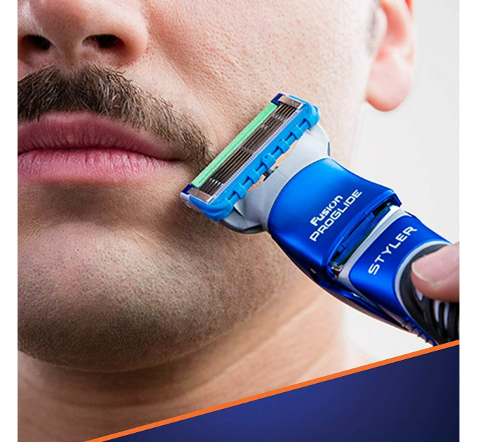 Бритва-стайлер чоловіча Gillette Fusion5 ProGlide Styler з 1 змінним картриджем ProGlide Power та 3 насадками для догляду за бородою та вусами + 1 батарейка