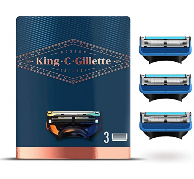 Змінні картриджі Gillette King C Gillette для гоління та контурингу (3 шт картриджа)