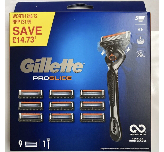 Бритва мужская Gillette ProGlide Men's Razor (10 сменных картриджей) Made in Germany