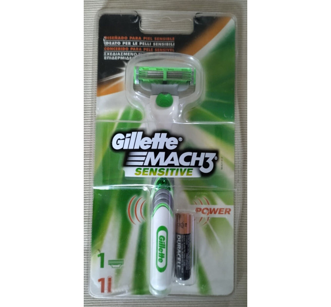 Бритва мужская Gillette Mach3 Sensitive Power 1 станок 1 картридж 1 батарейка