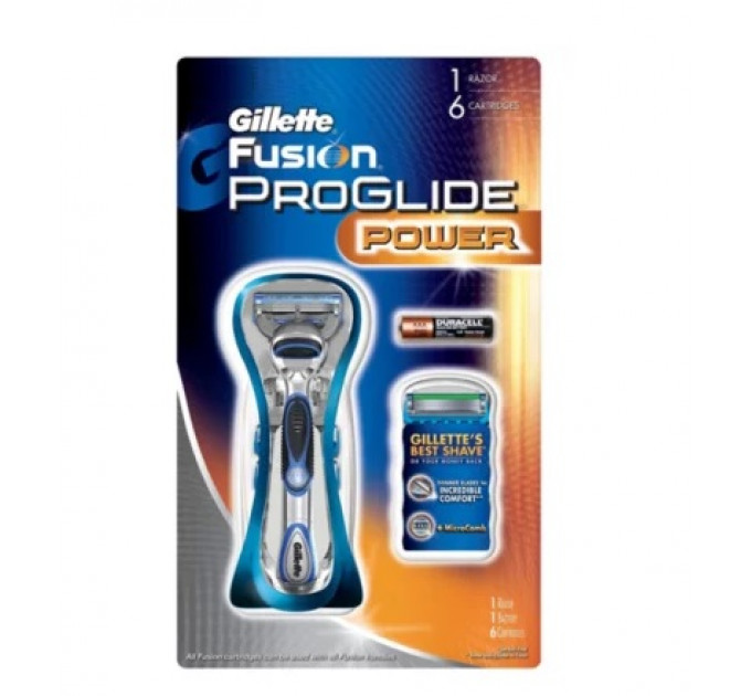 Бритва чоловіча Gillette Fusion ProGlide Power (1 станок 6 картриджів та 1 батарейка)