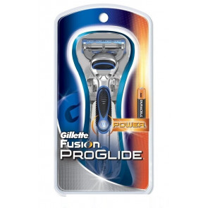 Бритва чоловіча Gillette Fusion ProGlide Power кнопка увімкнення з підсвічуванням (1 станок з картриджем та 1 батарейка)