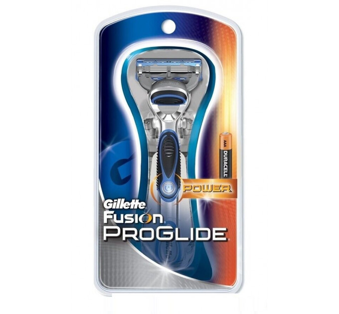Бритва мужская Gillette Fusion ProGlide Power кнопка включения с подсветкой (1 станок с картриджем и 1 батарейка)