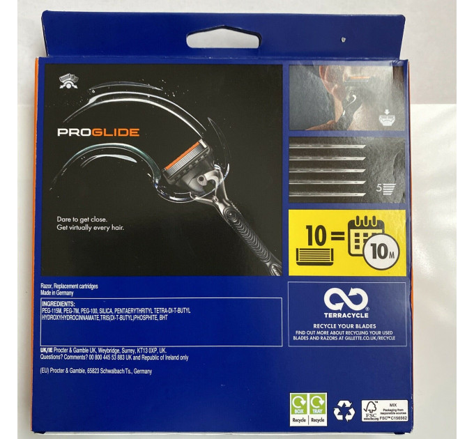 Бритва мужская Gillette ProGlide Men's Razor (10 сменных картриджей) Made in Germany