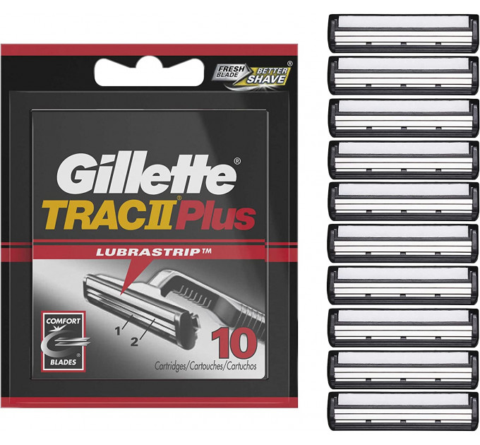 Змінні картриджі Gillette TRAC II Plus 10 шт