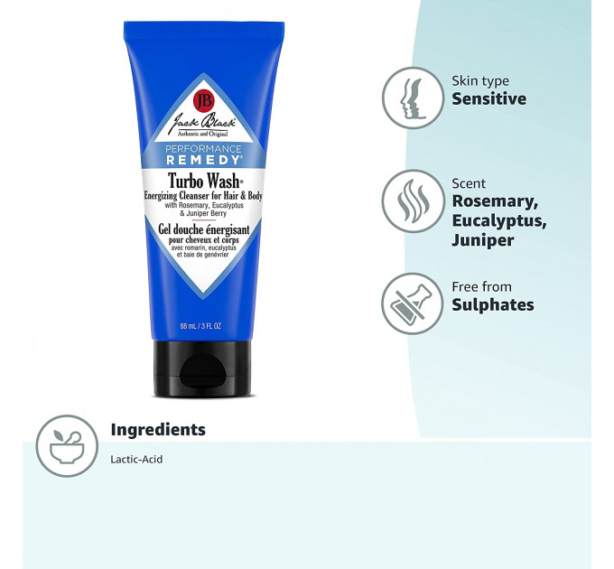 Енергетичний шампунь Jack Black для волосся та тіла Turbo Wash 88 мл