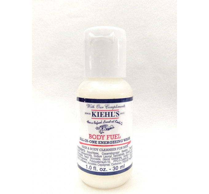Чоловічий очищуючий і тонізуючий гель для тіла та волосся Kiehl's Body Fuel All-in-One Energizing Wash (30 мл)