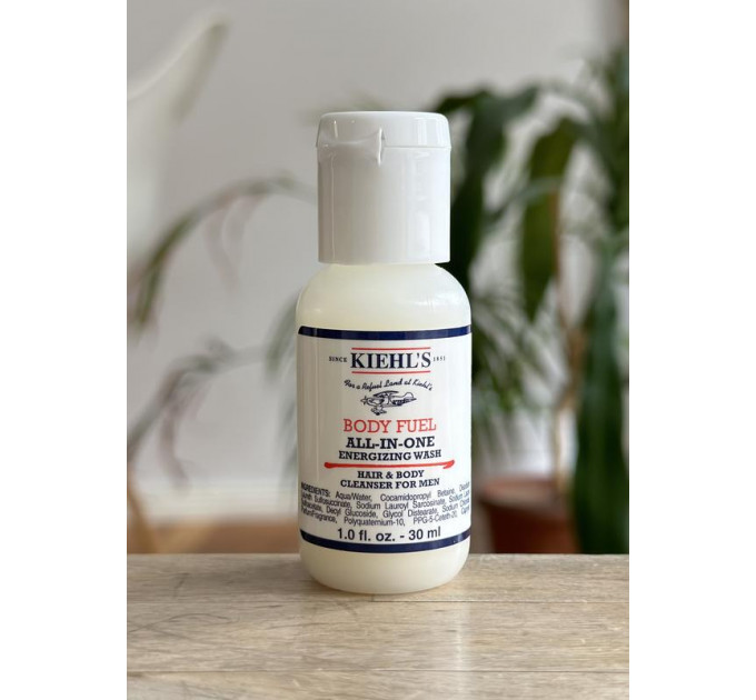 Чоловічий очищуючий і тонізуючий гель для тіла та волосся Kiehl's Body Fuel All-in-One Energizing Wash (30 мл)