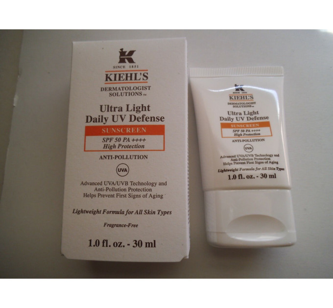 Лёгкий солнцезащитный крем для лица Kiehl's Ultra Light Daily UV Defense SPF 50 Anti-Pollution (30 мл)