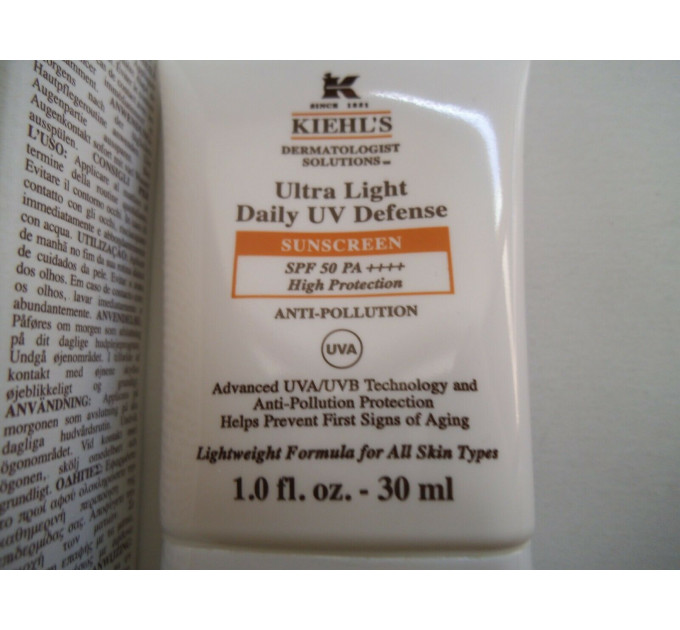 Легкий сонцезахисний крем для обличчя Kiehl's Ultra Light Daily UV Defense SPF 50 Anti-Pollution (30 мл)