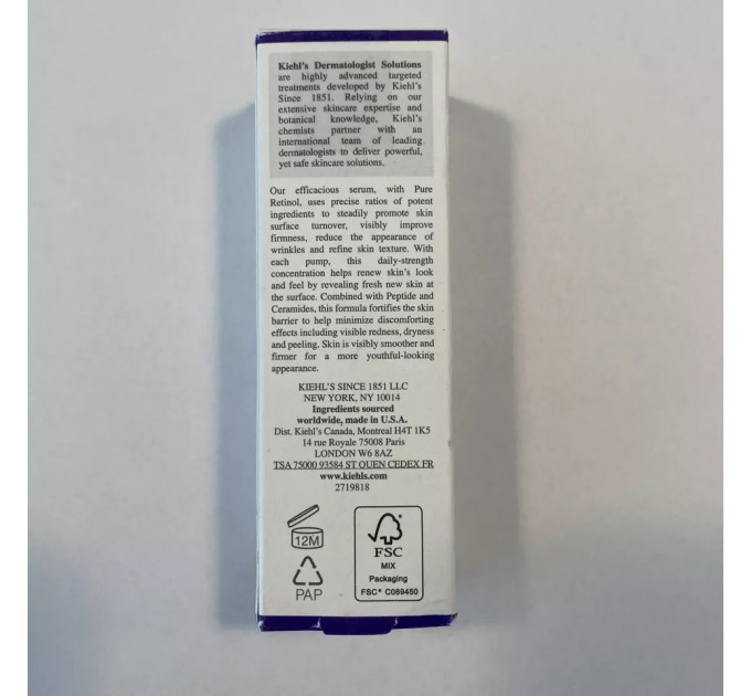 Омолаживающая сыворотка для лица Kiehl's Retinol Skin-Renewing Daily Micro-Dose Serum