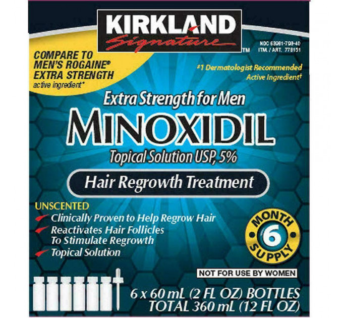 Екстра сильний розчин Kirkland Minoxidil 5% для відновлення росту волосся для чоловіків