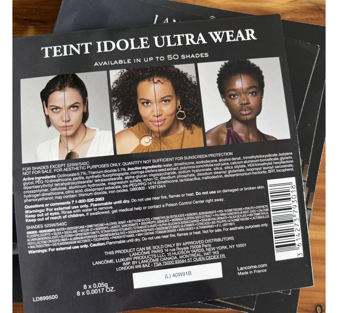 Тональна основа Lancome Teint Idole Ultra Wear набір пробників 8 штук по 0,05 мл