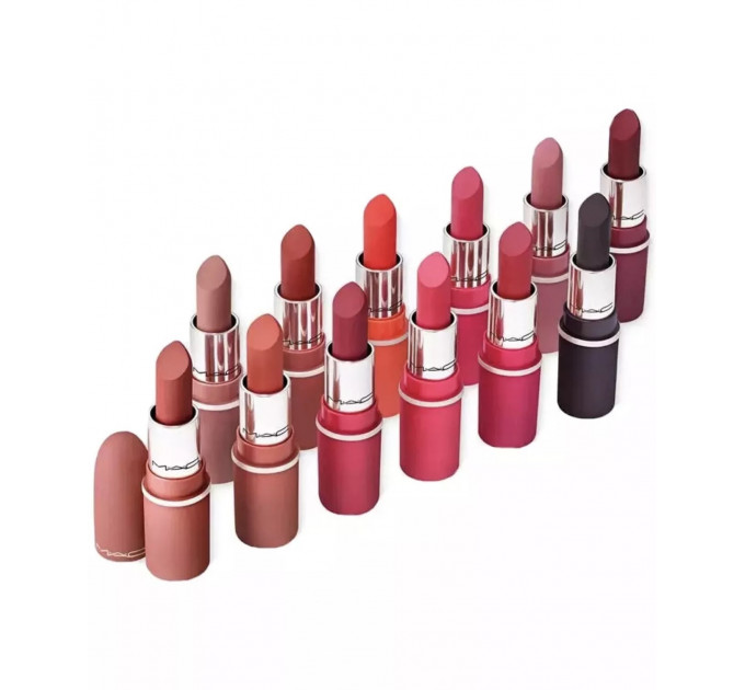 Набір матових губних помад MAC Powder Kiss Bubbles & Bows Holiday Collection Celebrate In Colour (12 шт по 1,5 гр)