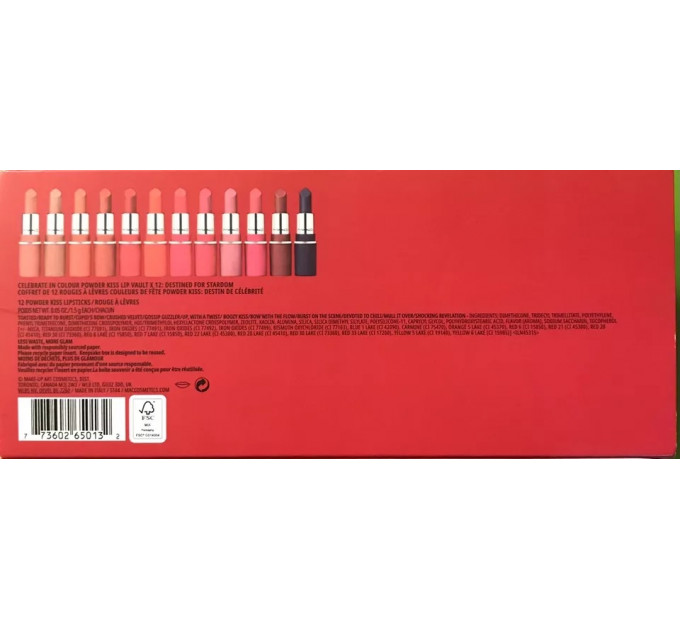 Набір матових губних помад MAC Powder Kiss Bubbles & Bows Holiday Collection Celebrate In Colour (12 шт по 1,5 гр)