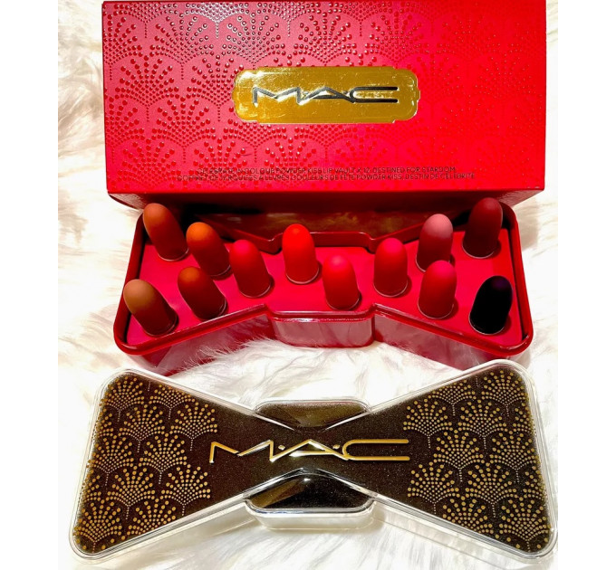 Набір матових губних помад MAC Powder Kiss Bubbles & Bows Holiday Collection Celebrate In Colour (12 шт по 1,5 гр)