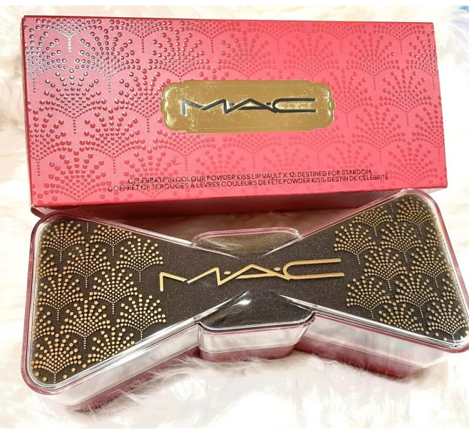 Набір матових губних помад MAC Powder Kiss Bubbles & Bows Holiday Collection Celebrate In Colour (12 шт по 1,5 гр)