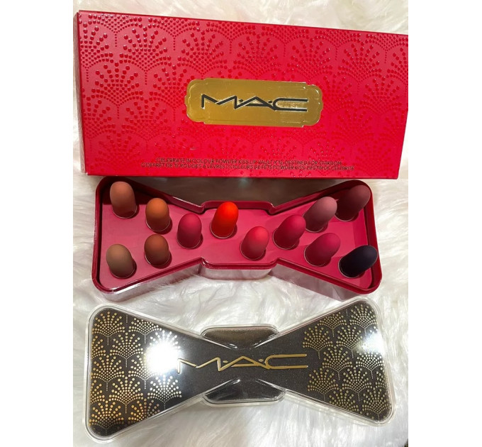 Набір матових губних помад MAC Powder Kiss Bubbles & Bows Holiday Collection Celebrate In Colour (12 шт по 1,5 гр)