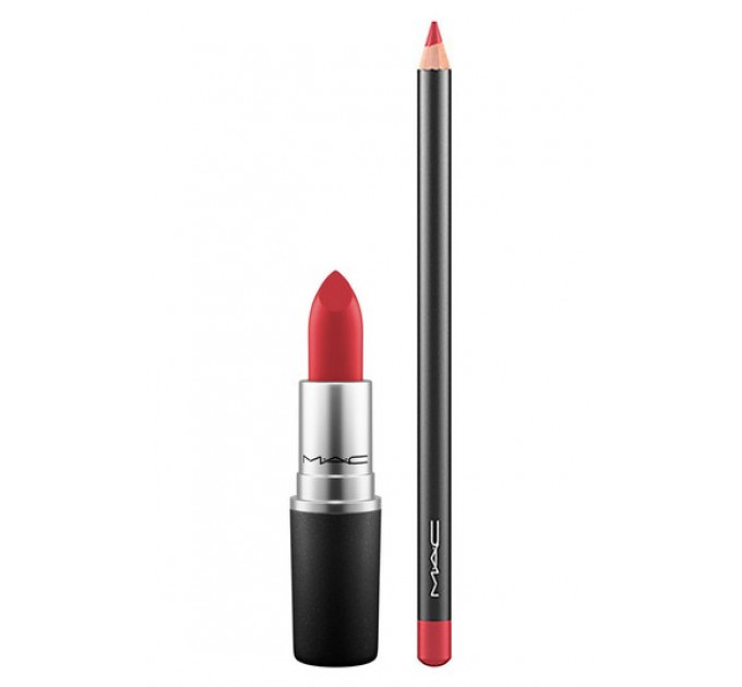 Набор для губ Mac Lip Duo (карандаш Mac Pencil Follow Your Heart 1,45 г и помада Mac Matte Lipstick Russian Red 3 г)