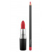 Набор для губ Mac Lip Duo (карандаш Mac Pencil Follow Your Heart 1,45 г и помада Mac Matte Lipstick Russian Red 3 г)