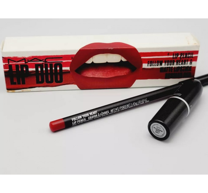 Набор для губ Mac Lip Duo (карандаш Mac Pencil Follow Your Heart 1,45 г и помада Mac Matte Lipstick Russian Red 3 г)