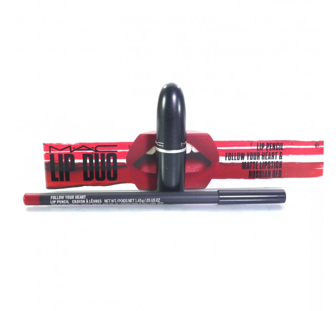 Набор для губ Mac Lip Duo (карандаш Mac Pencil Follow Your Heart 1,45 г и помада Mac Matte Lipstick Russian Red 3 г)