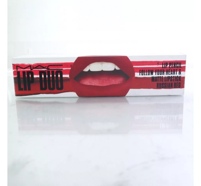 Набор для губ Mac Lip Duo (карандаш Mac Pencil Follow Your Heart 1,45 г и помада Mac Matte Lipstick Russian Red 3 г)