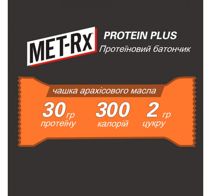 Протеиновый батончик MET-Rx Protein Plus Peanut Butter Cup (Чашка арахисового масла с витаминами) без глютена 85 г каждый 