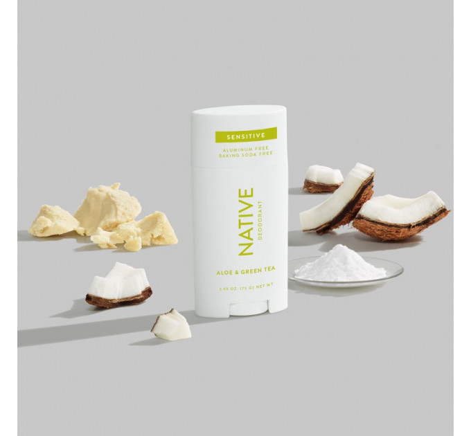 Органічний дезодорант для чутливої шкіри Native з ароматом алое і зеленого чаю унісекс 75 гр без алюмінію і без спирту