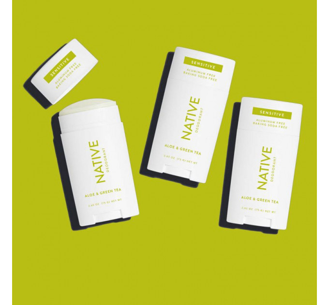 Органічний дезодорант для чутливої шкіри Native з ароматом алое і зеленого чаю унісекс 75 гр без алюмінію і без спирту