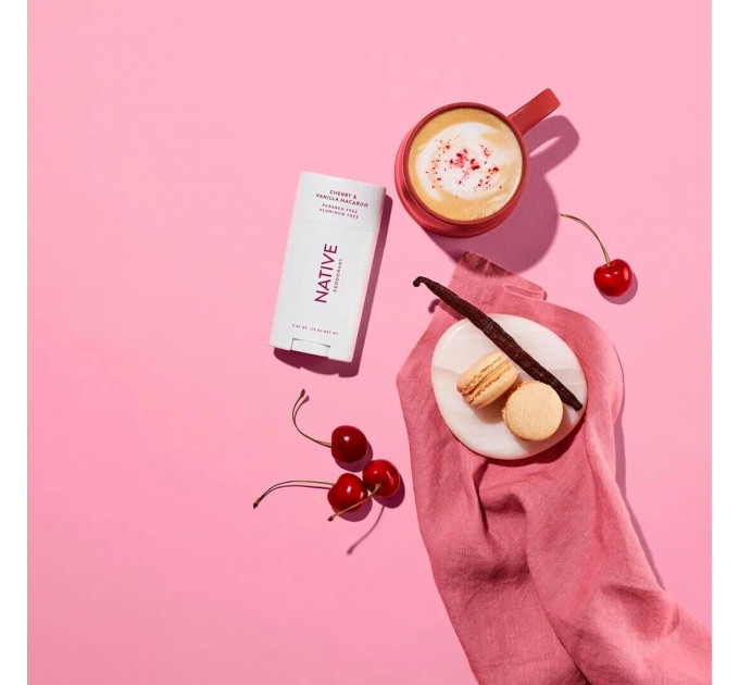 Органічний дезодорант Native Deodorant з ароматом вишні та ванільного макаруна Macaron унісекс 75 гр без алюмінію та без спирту