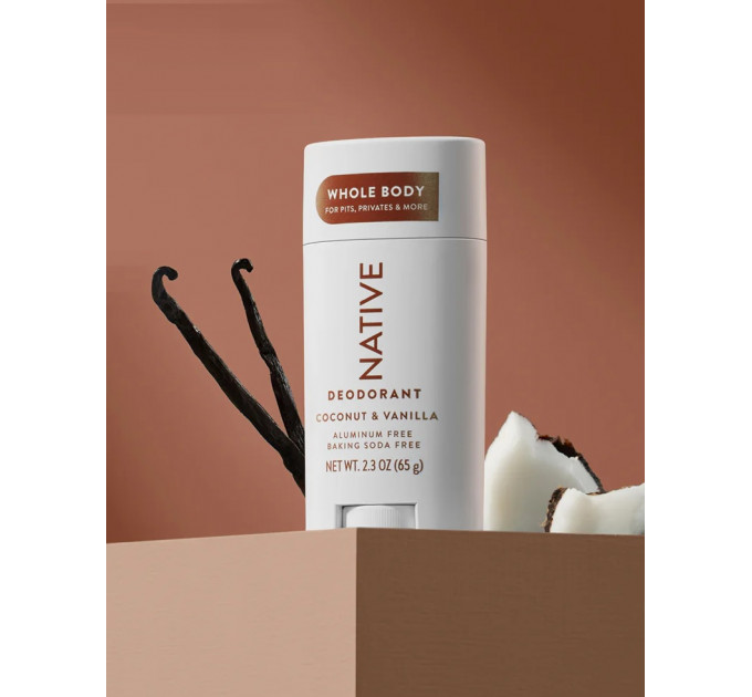 Органічний дезодорант для чутливої шкіри Native з ароматом кокоса і ванілі унісекс 75 гр без алюмінію і без спирту