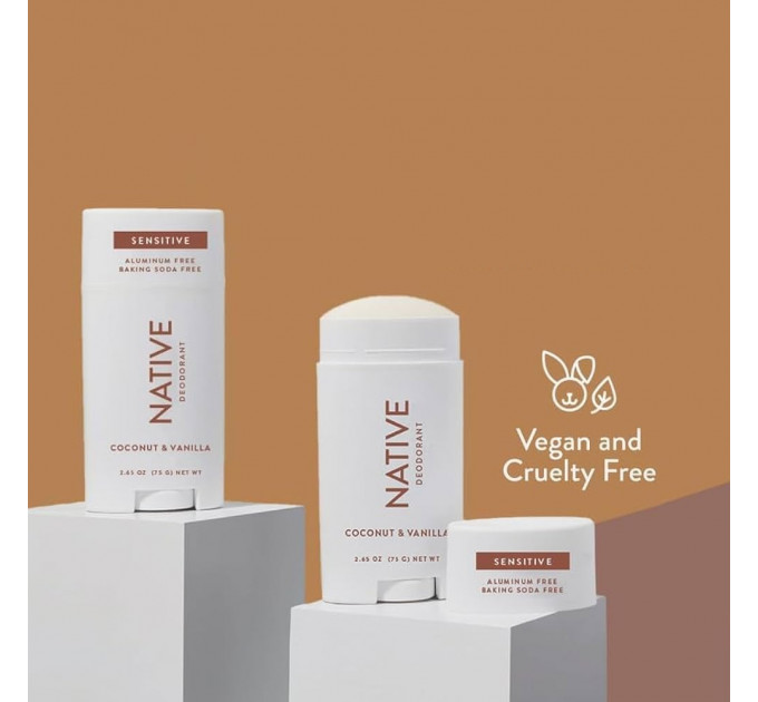 Органічний дезодорант для чутливої шкіри Native з ароматом кокоса і ванілі унісекс 75 гр без алюмінію і без спирту
