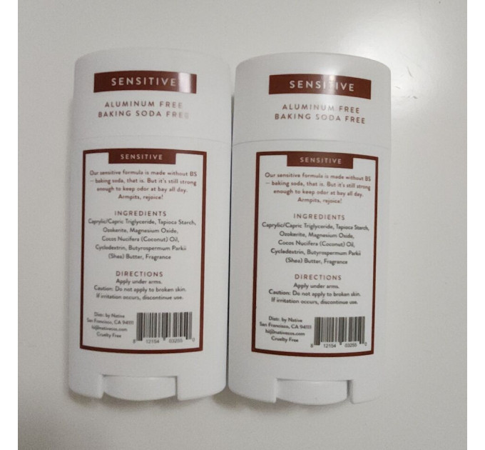Дезодорант твердий для чутливої шкіри Native Deodorant Coconut & Vanilla (Sensitive) унісекс (75 гр) без алюмінію і без спирту