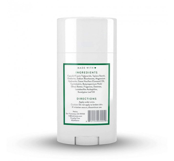 Дезодорант твердий Native Deodorant Eucalyptus & Mint унісекс (75 гр) без алюмінію та без спирту