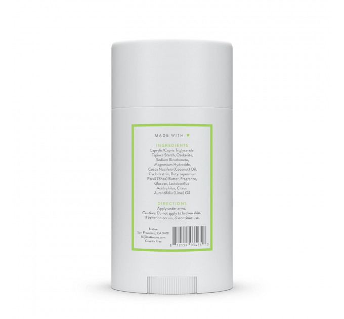 Органічний дезодорант Native Deodorant Key lime & Sugar з ароматом лайма ванілі та кокоса унісекс 75 гр без алюмінію та без спирту