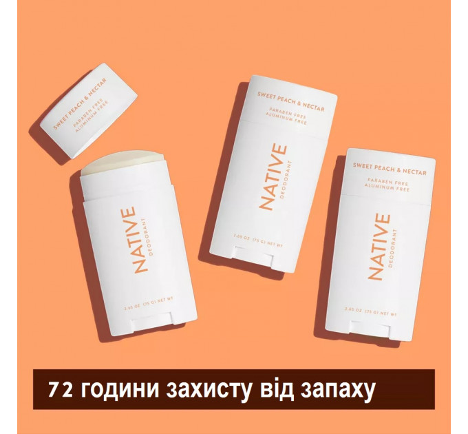 Органічний дезодорант Native Deodorant з ароматом персика та листової зелені унісекс 75 гр без алюмінію та без спирту