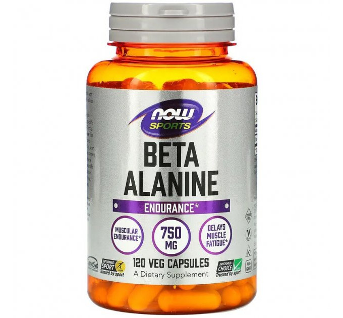 Харчова добавка Now Foods з бета-аланіном Beta-Alanine Now Sports 750 мг (120 капсул)