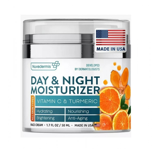 Зволожуючий крем для обличчя Nuvadermis з вітаміном С і куркумою (50 мл)