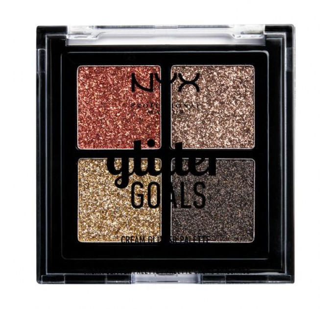 Палетка кремових гліттерів для макіяжу NYX Professional Makeup Glitter Goals Cream Quad Palette Galactica (GGCQP02)